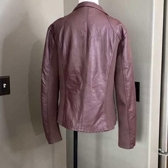 R. D Style Rhonda Maroon Faux Leather Moto Jacket - Picture 11 of 15